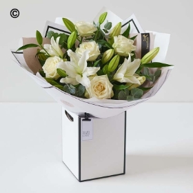 Beautifully Simple Rose and Lily Bouquet White