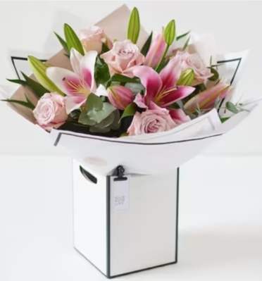 Beautifully Simple Pink Rose and Lily Bouquet
