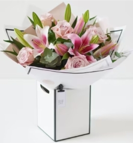 Beautifully Simple Pink Rose and Lily Bouquet